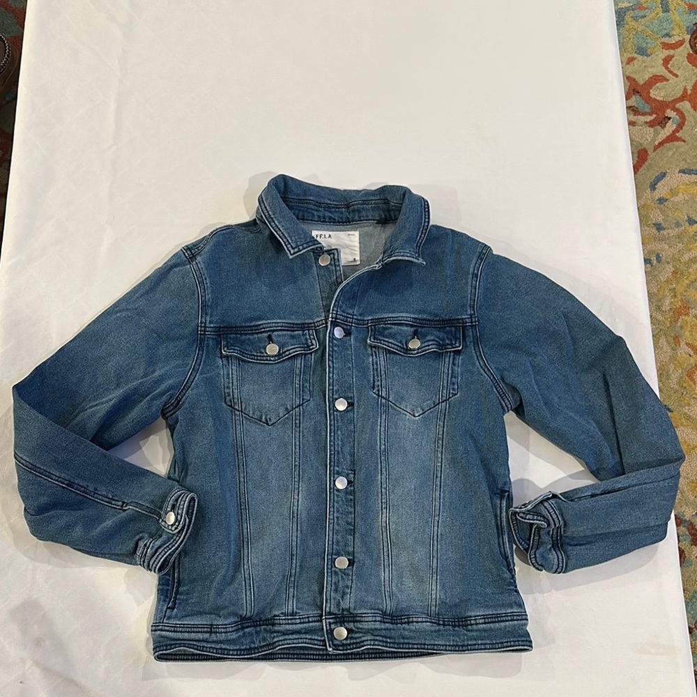 FFLA Five Four Los Angeles Bridge Denim‎ Jean Jacket Men’s medium Indigo EUC